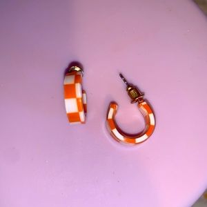 Orange and black little hoop earrings